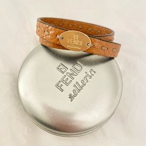 Fendi Selleria Leather Wrap Bracelet